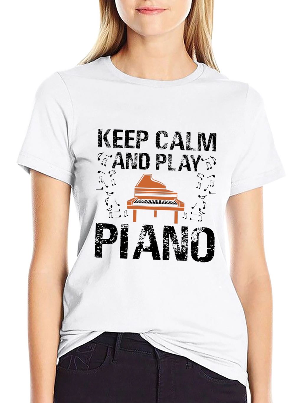 Keep Calm and Play Piano Graphic Tee