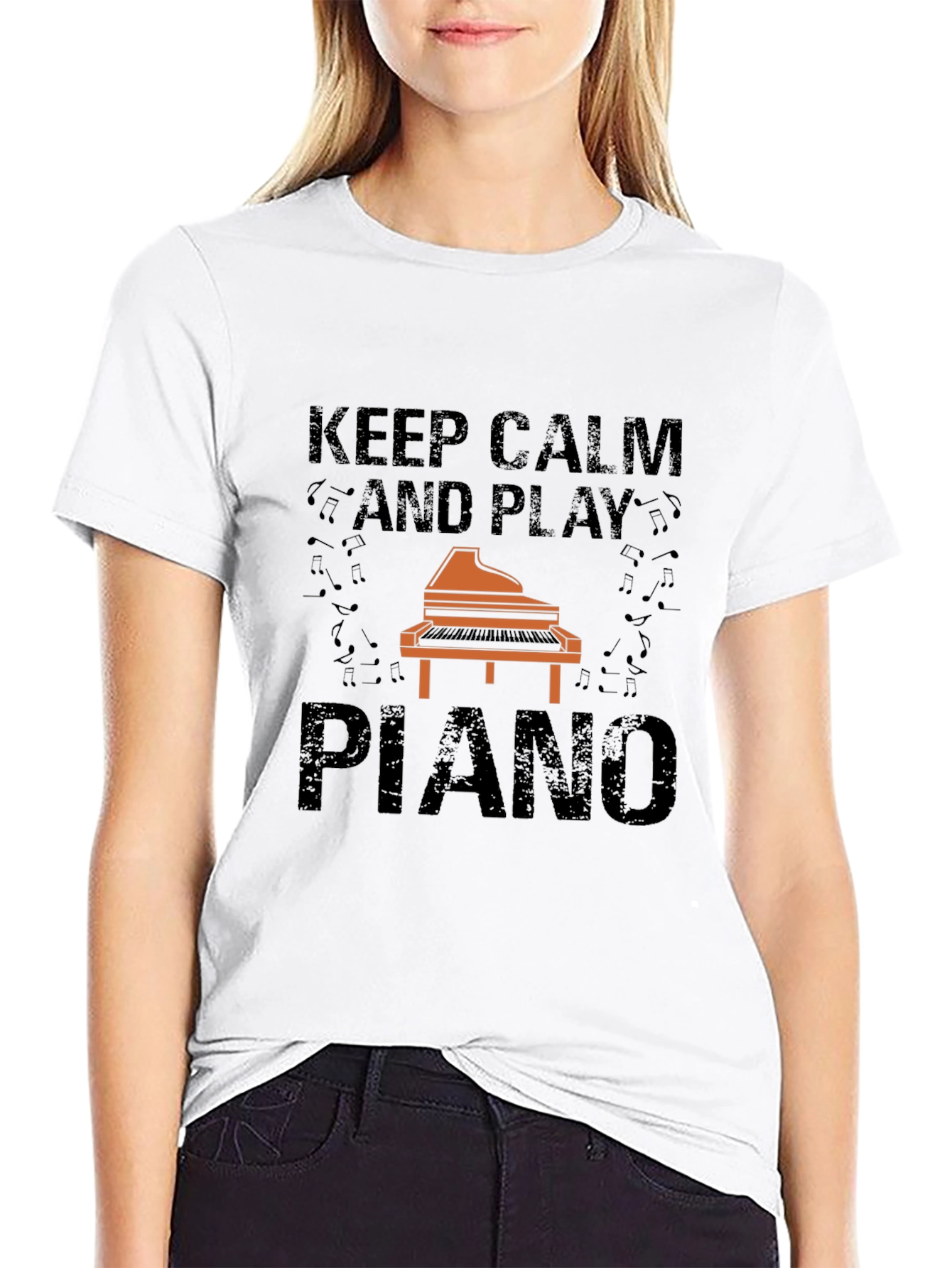 Keep Calm and Play Piano Graphic Tee