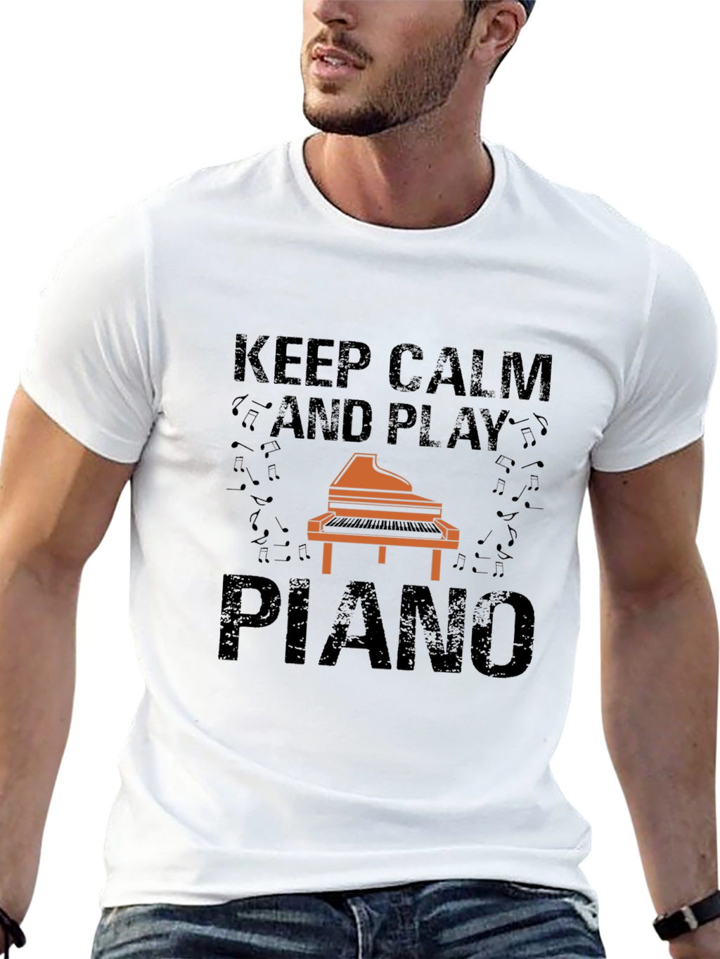 Keep Calm and Play Piano Graphic Tee