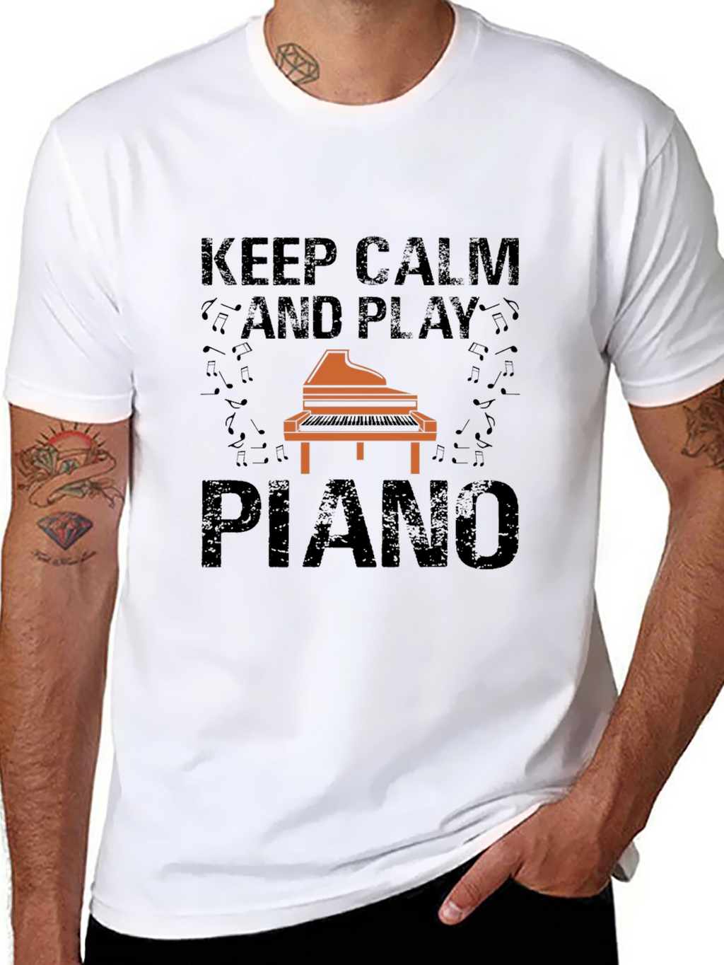 Keep Calm and Play Piano Graphic Tee