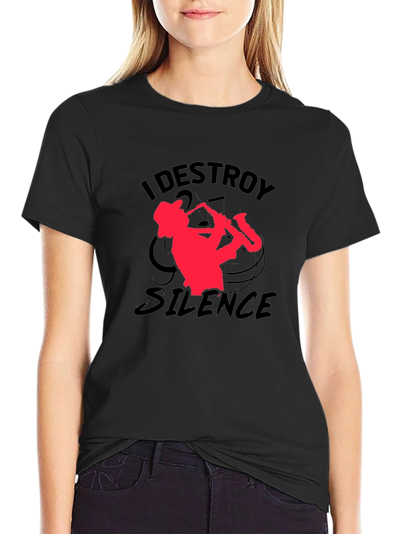 I Destroy Silence Saxophone Graphic T-Shirt
