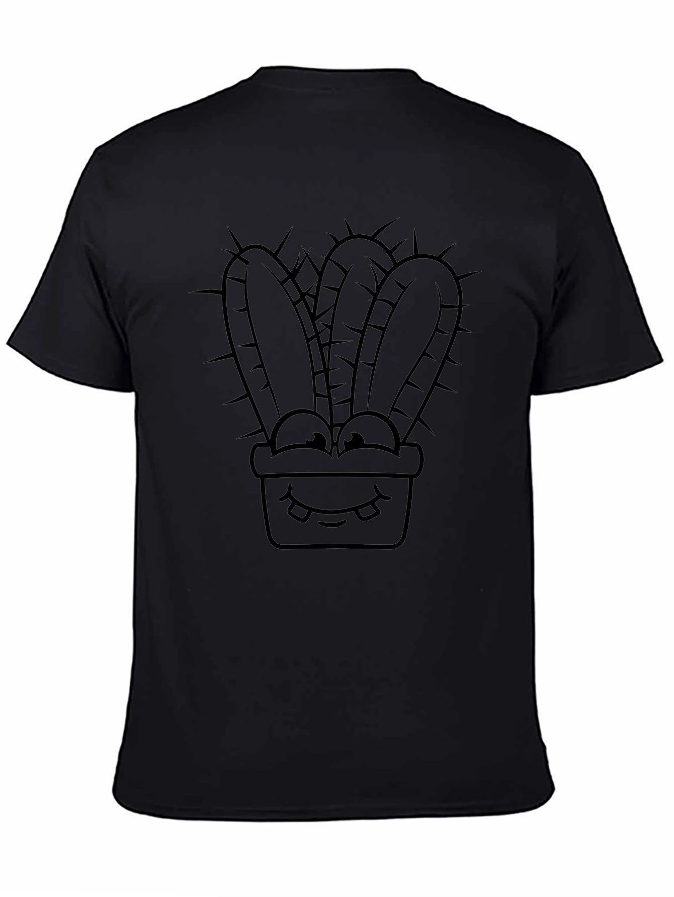 Cartoon Cactus T-Shirt - Black Graphic Tee