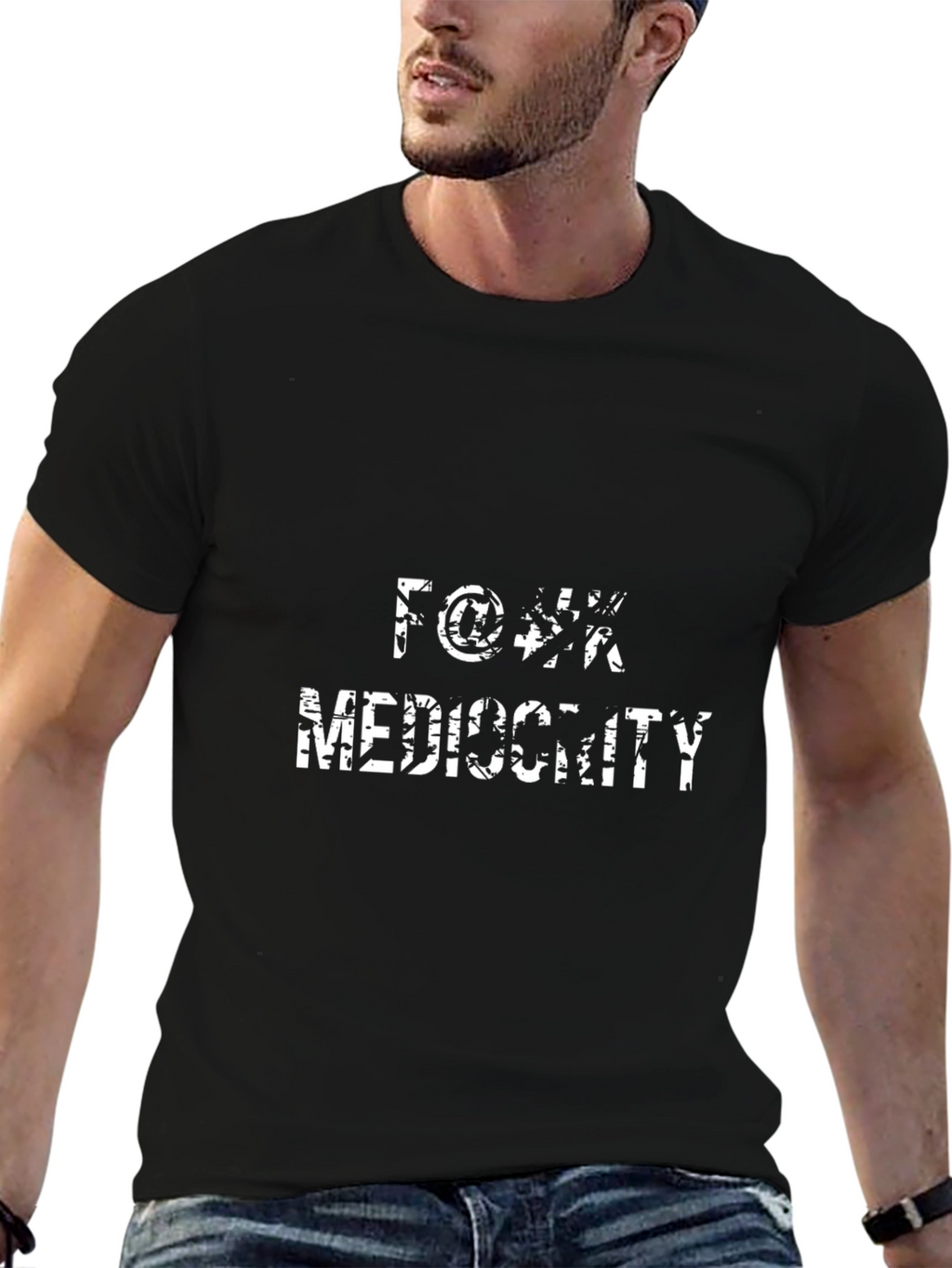 Black T-Shirt with Anti-Mediocrity Graphic