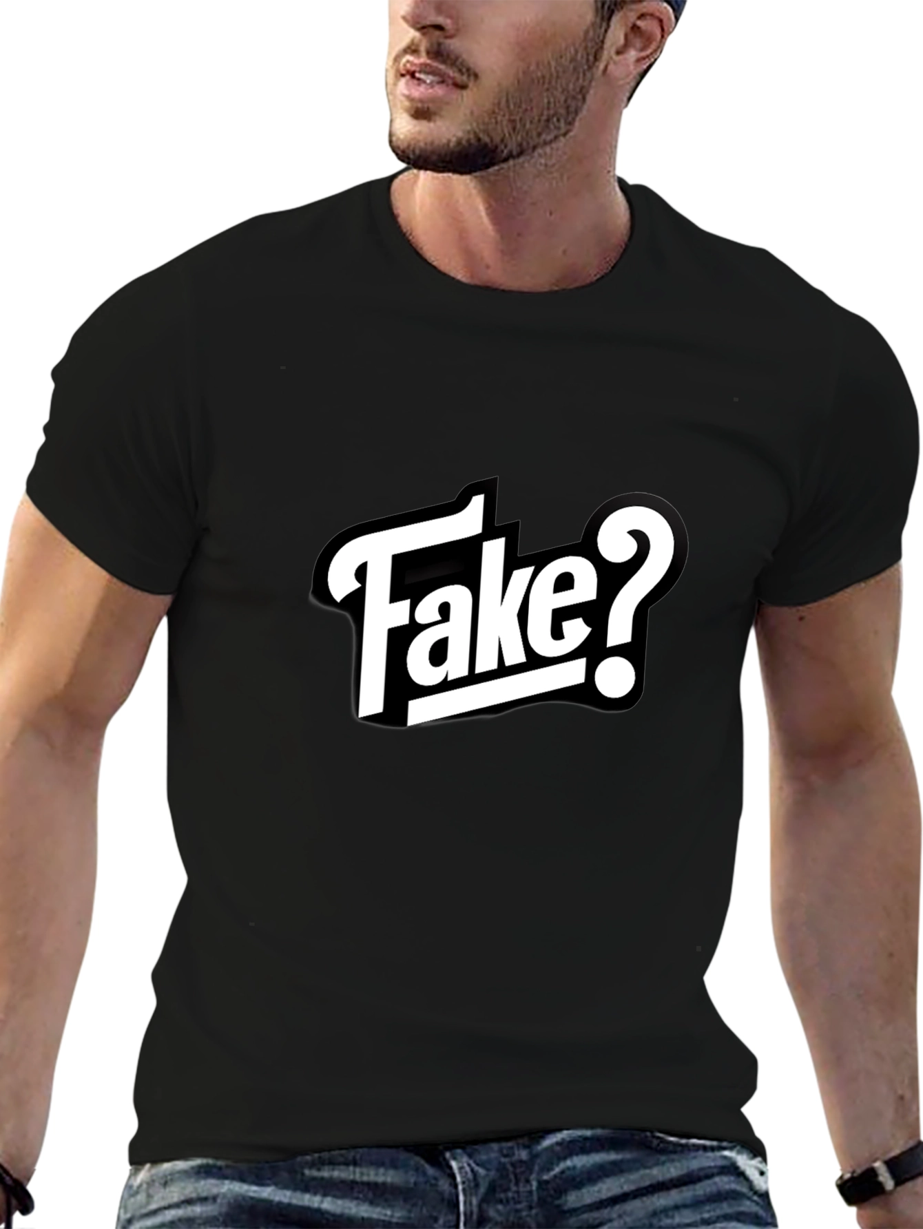 Fake? Graphic T-Shirt - Black Casual Tee