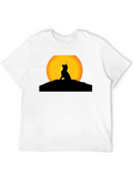 Dog Silhouette Sunset Black T-Shirt