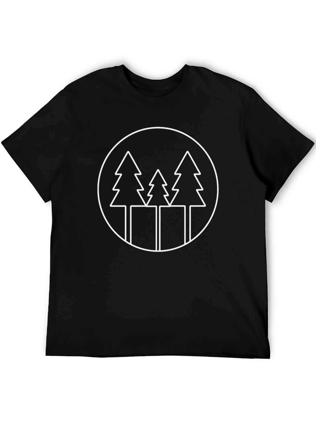 Minimalist Tree Circle T-Shirt - Black