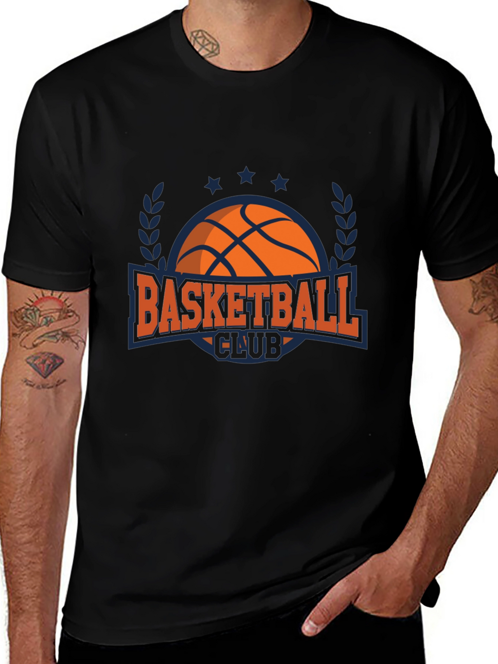 Basketball Club Graphic Tee - Black Cotton T-Shirt