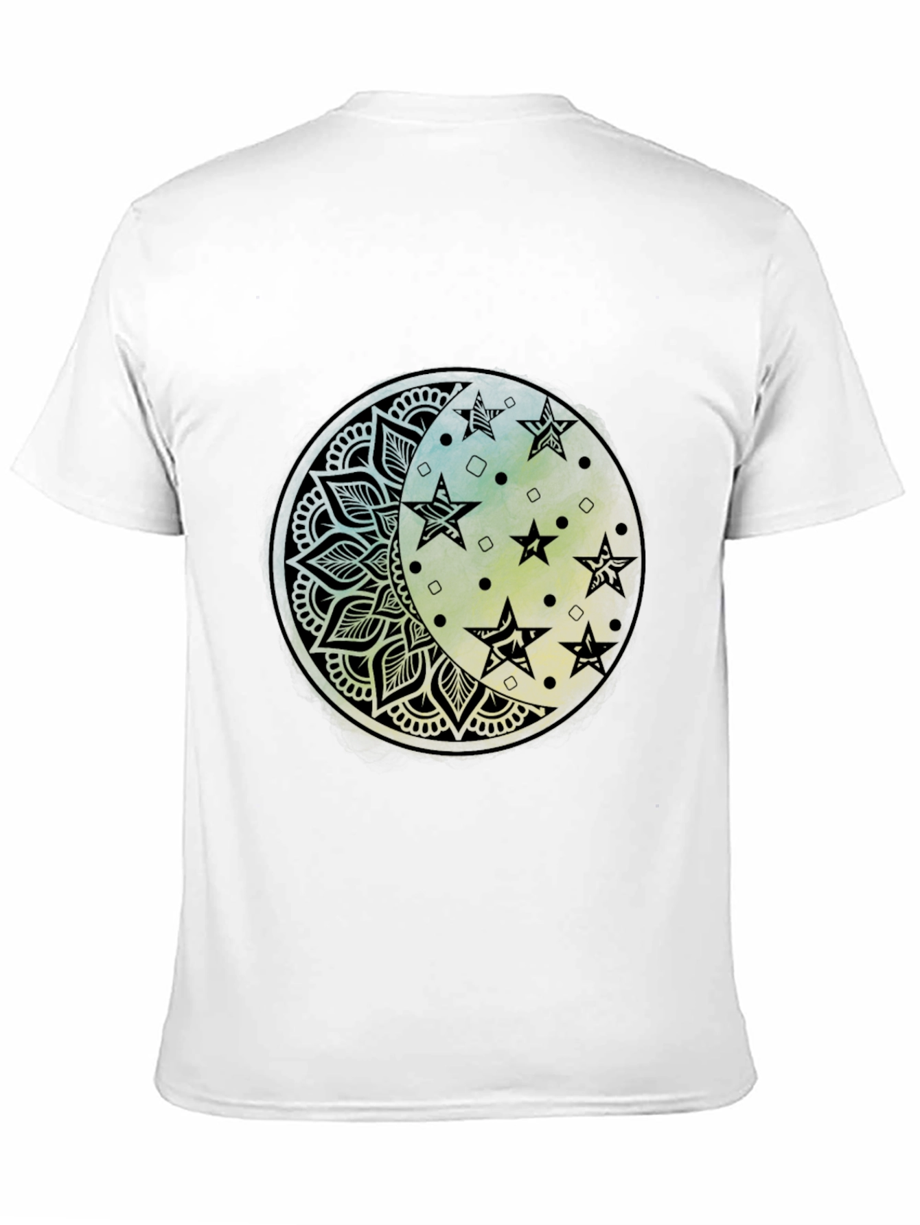 Celestial Moon Star Mandala Black Graphic Tee