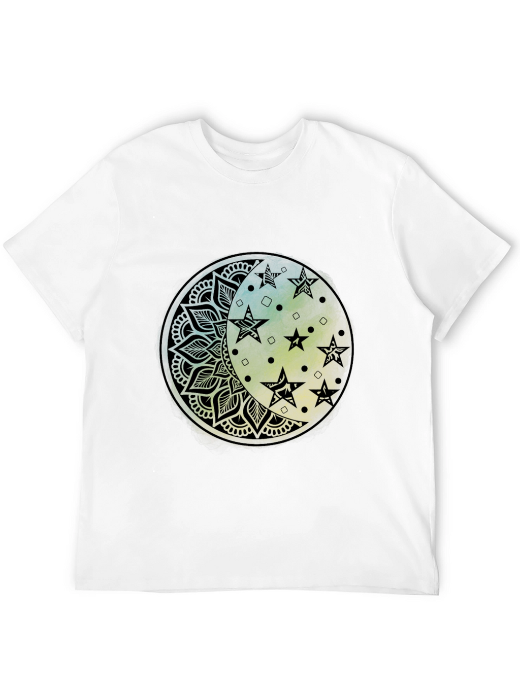 Celestial Moon Star Mandala Black Graphic Tee