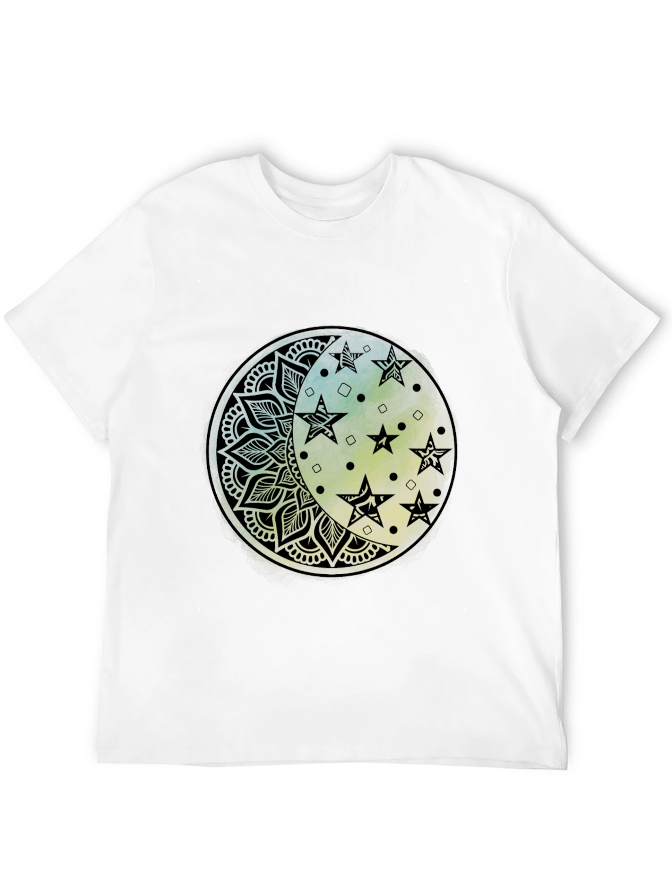 Celestial Moon Star Mandala Black Graphic Tee