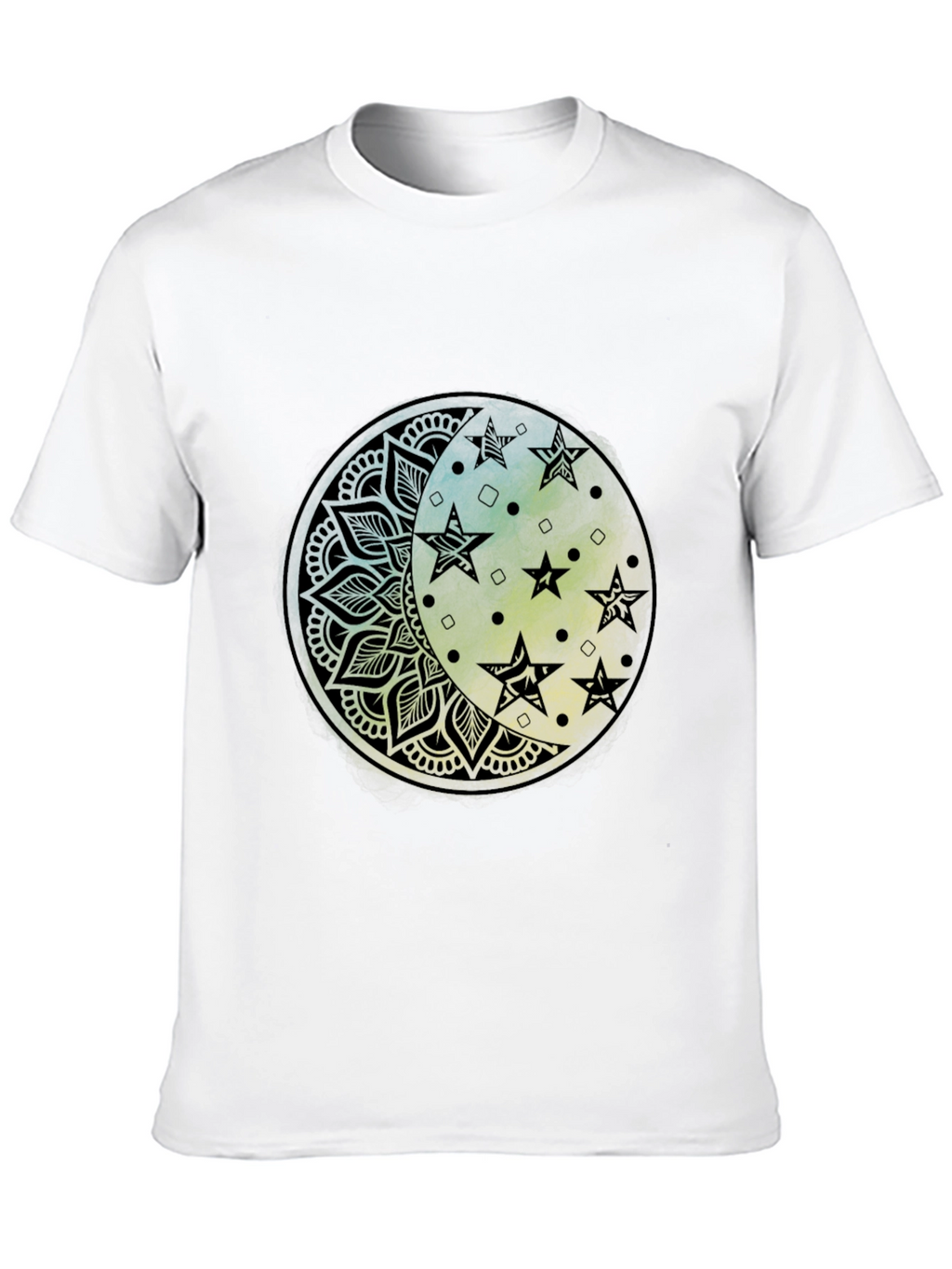 Celestial Moon Star Mandala Black Graphic Tee