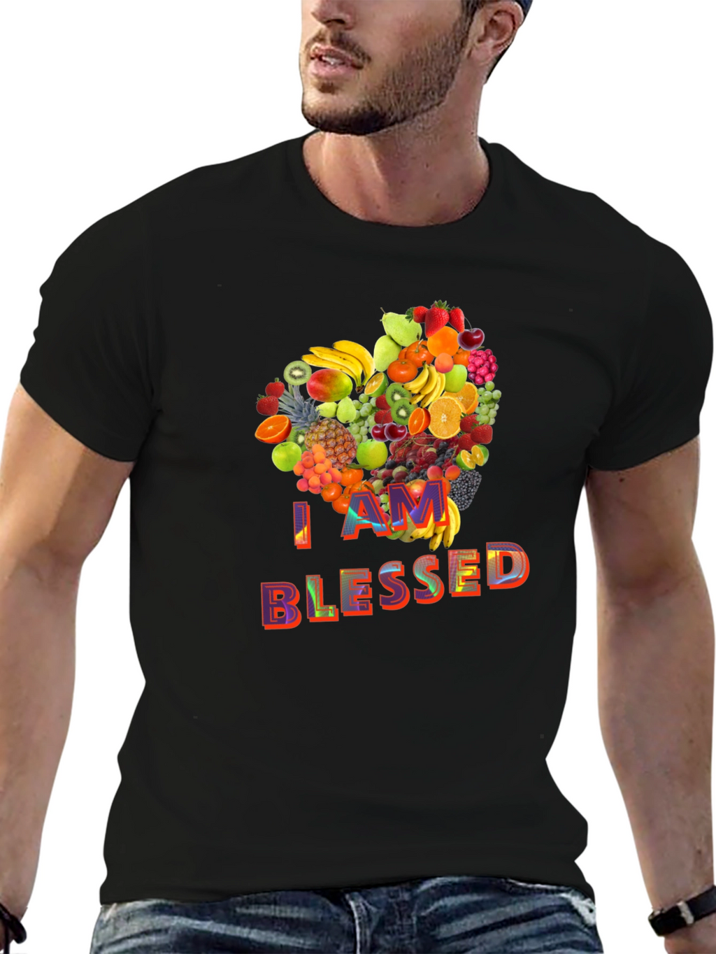 I Am Blessed Fruit Heart Graphic T-Shirt