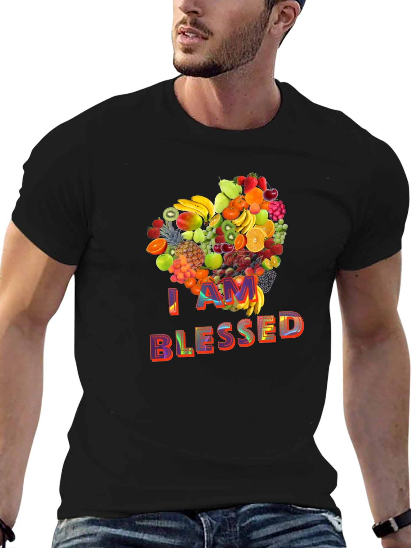 I Am Blessed Fruit Heart Graphic T-Shirt
