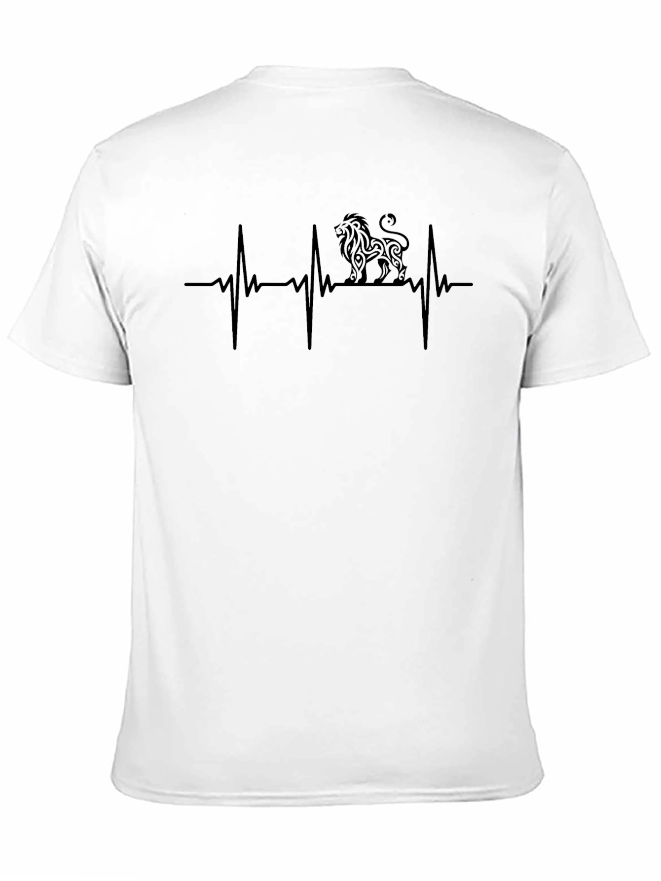 Lion Heartbeat Graphic Tee - Black Cotton Casual T-Shirt