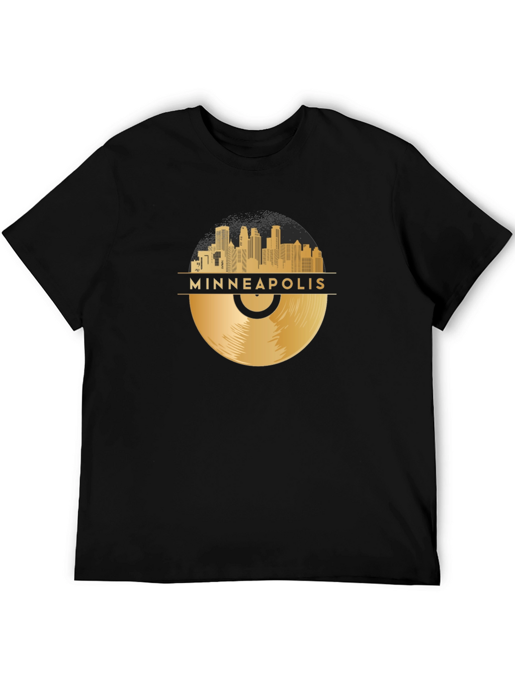 Minneapolis Gold Record Skyline Black T-Shirt