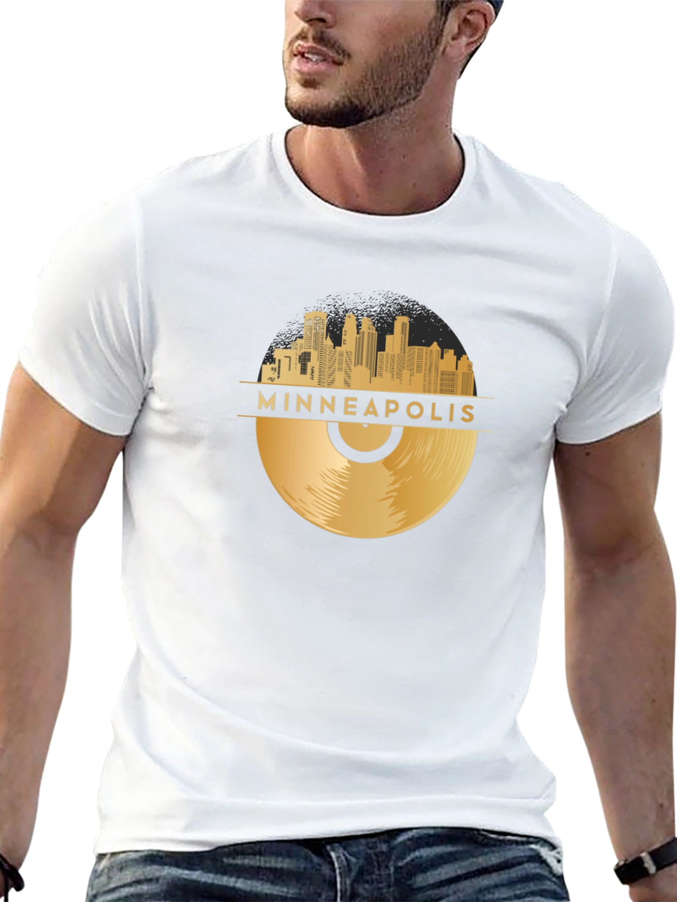 Minneapolis Gold Record Skyline Black T-Shirt