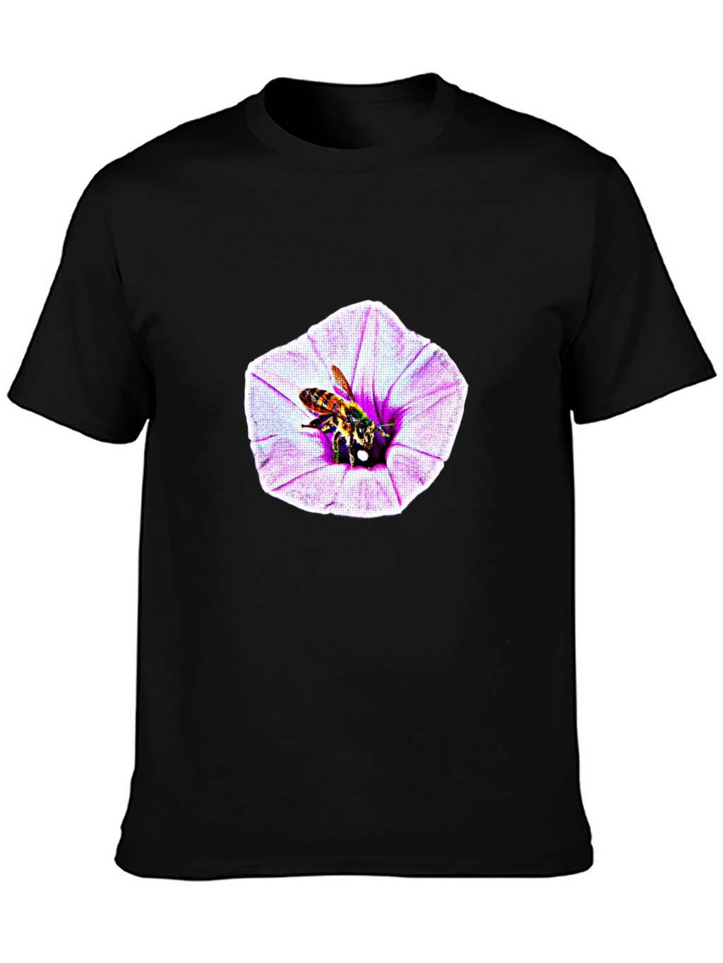 Bee on Flower Graphic T-Shirt - Black