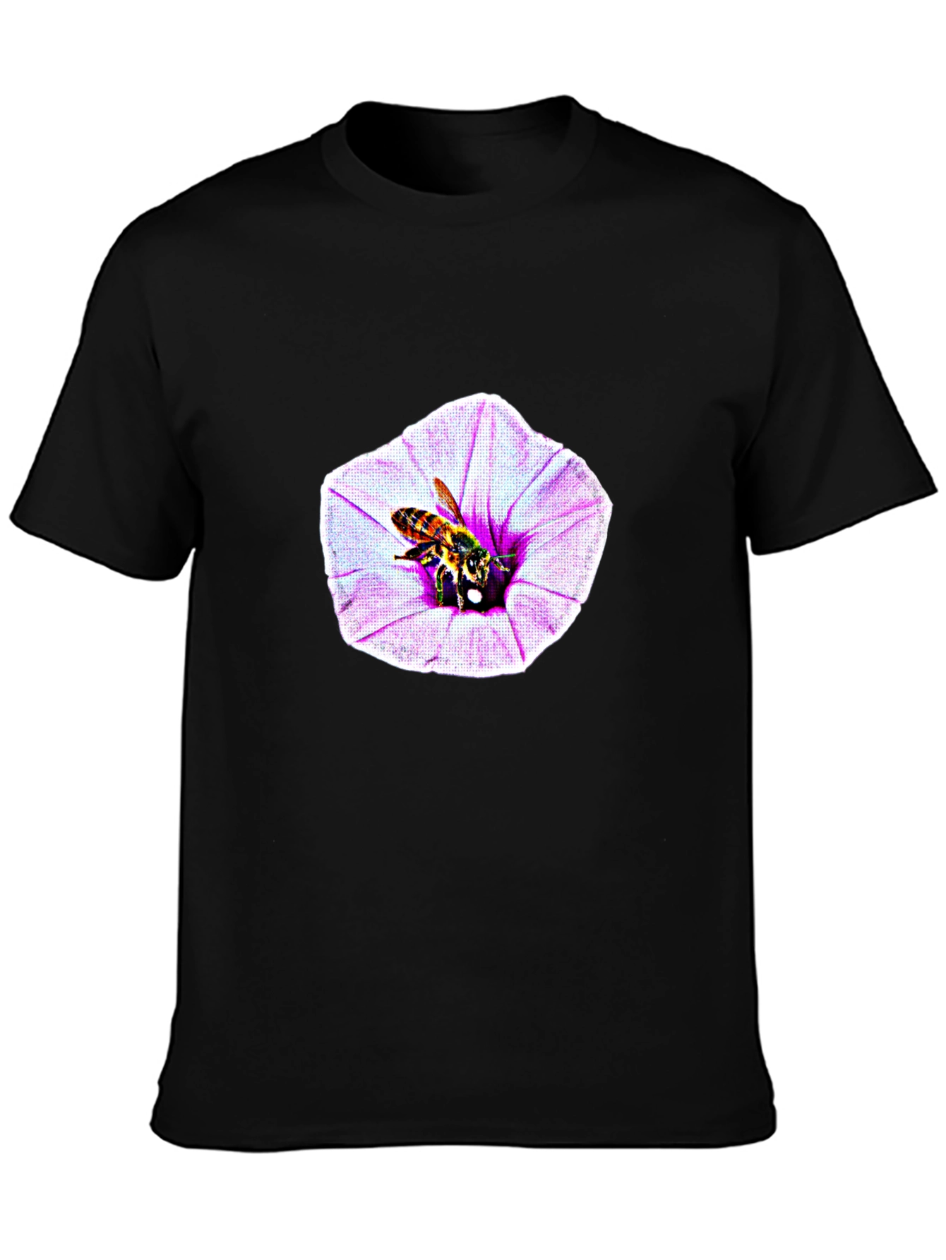 Bee on Flower Graphic T-Shirt - Black
