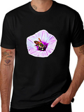 Bee on Flower Graphic T-Shirt - Black