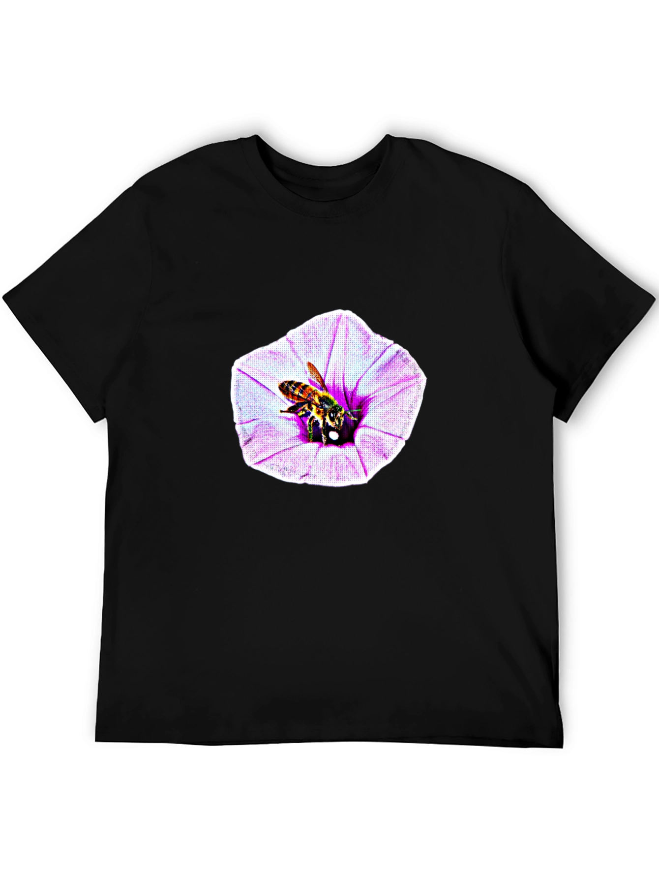 Bee on Flower Graphic T-Shirt - Black