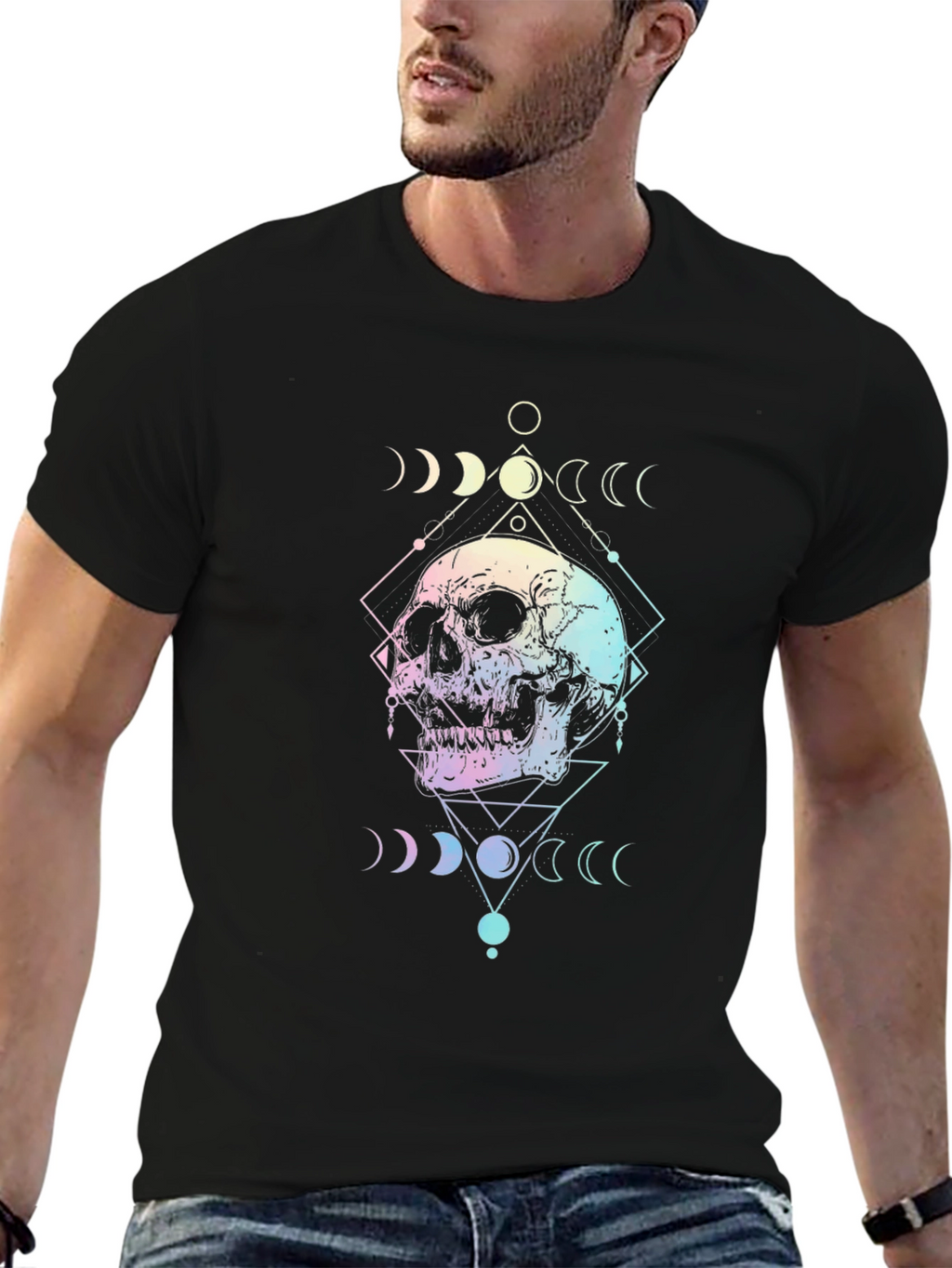 Mystic Skull Graphic Tee - Unisex Black Cotton T-Shirt