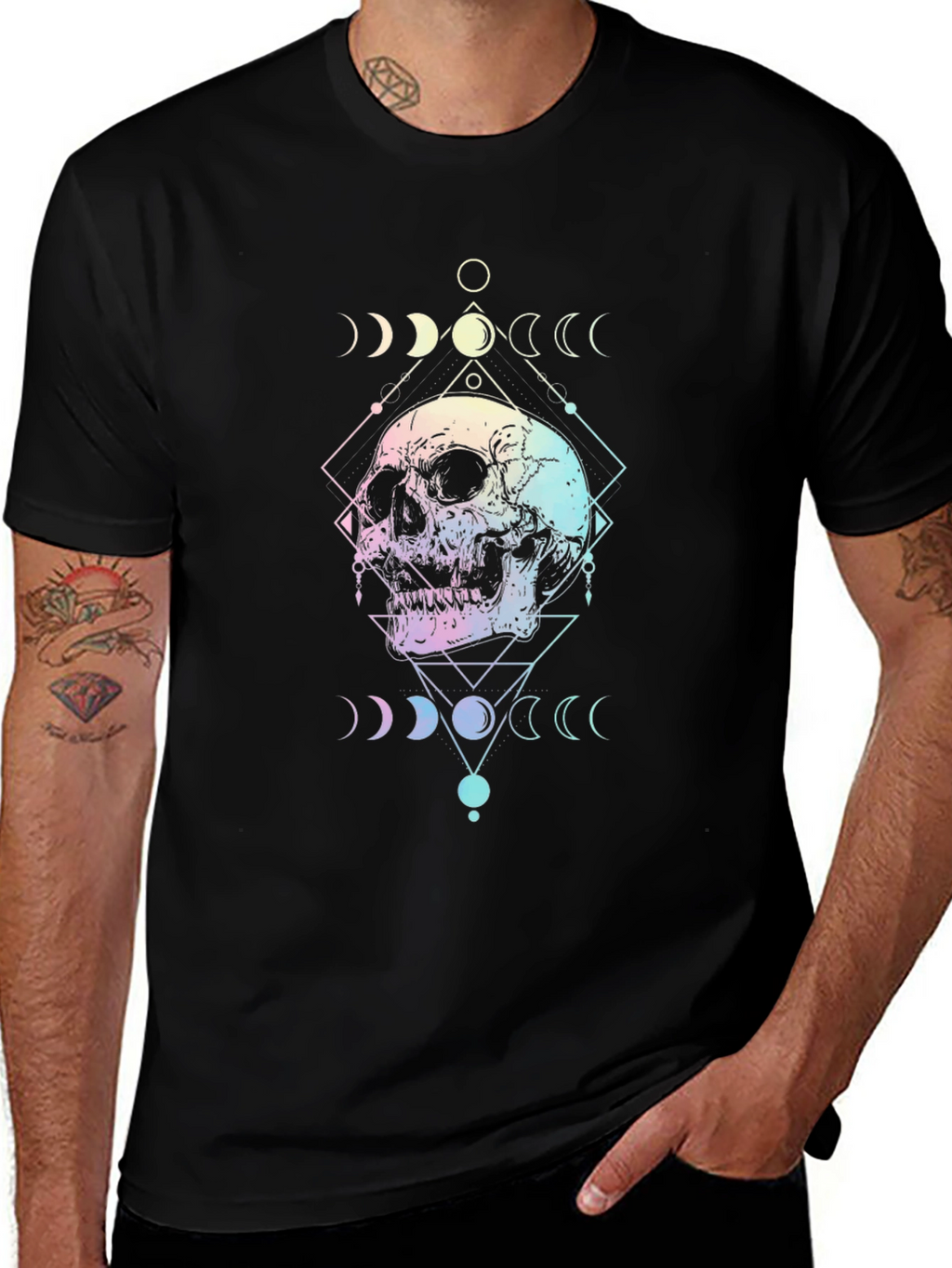 Mystic Skull Graphic Tee - Unisex Black Cotton T-Shirt