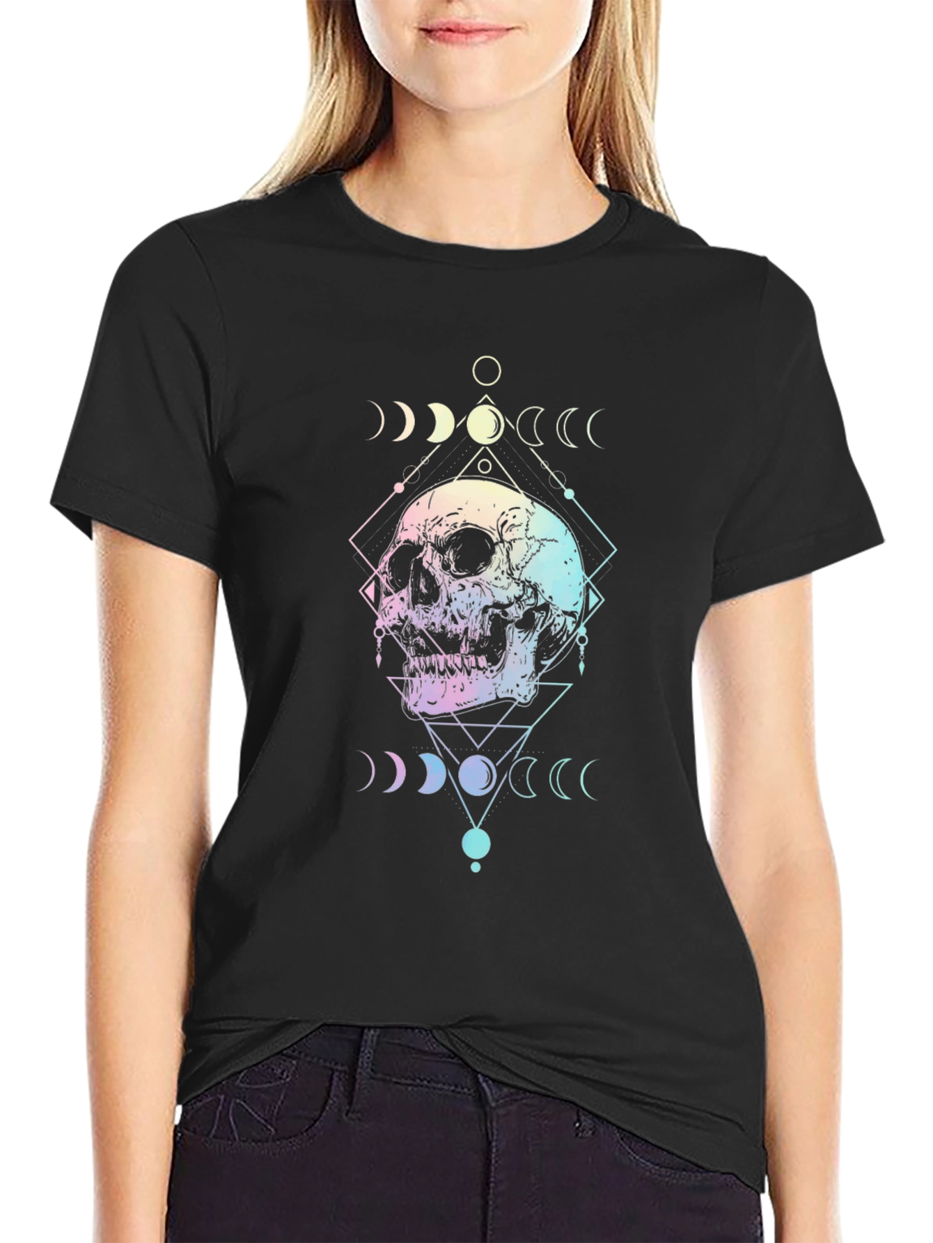Mystic Skull Graphic Tee - Unisex Black Cotton T-Shirt