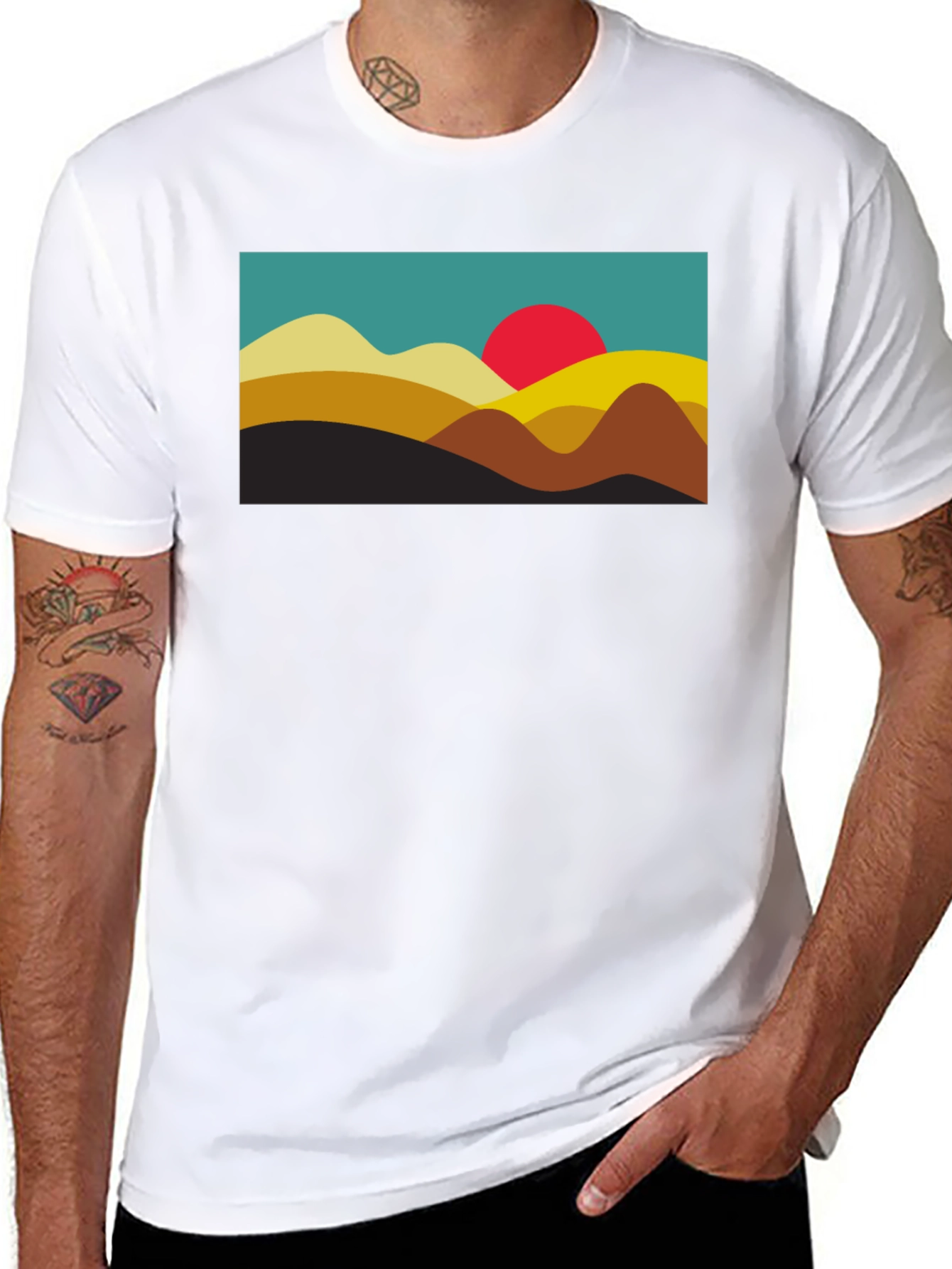 Retro Sunset Graphic Tee - Black