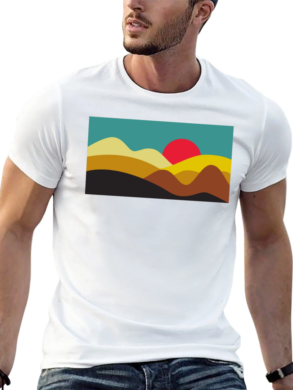Retro Sunset Graphic Tee - Black
