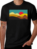 Retro Sunset Graphic Tee - Black