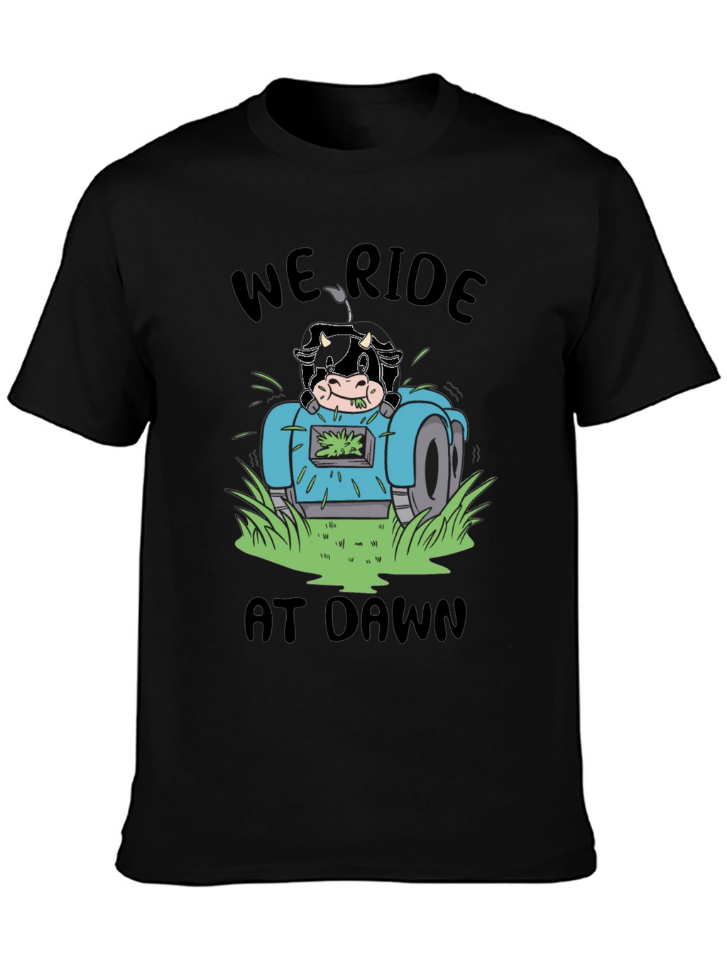 Cow Ride At Dawn Black T-Shirt