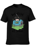 Cow Ride At Dawn Black T-Shirt