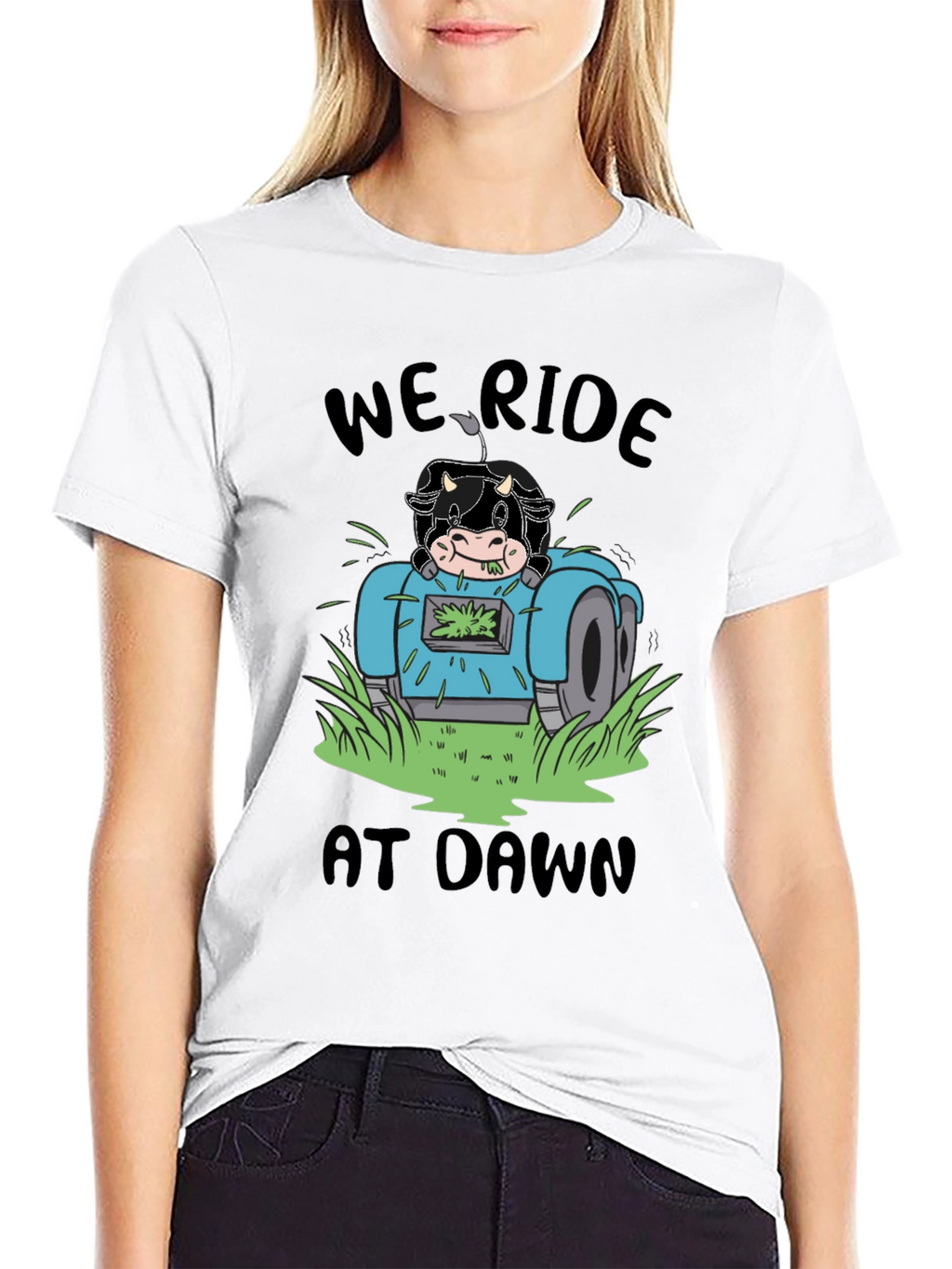 Cow Ride At Dawn Black T-Shirt