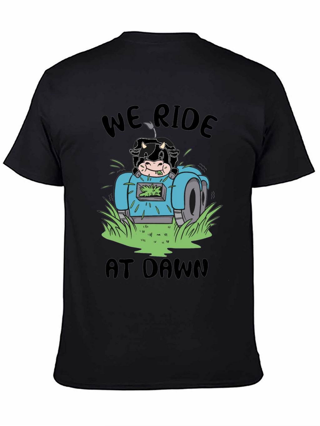 Cow Ride At Dawn Black T-Shirt