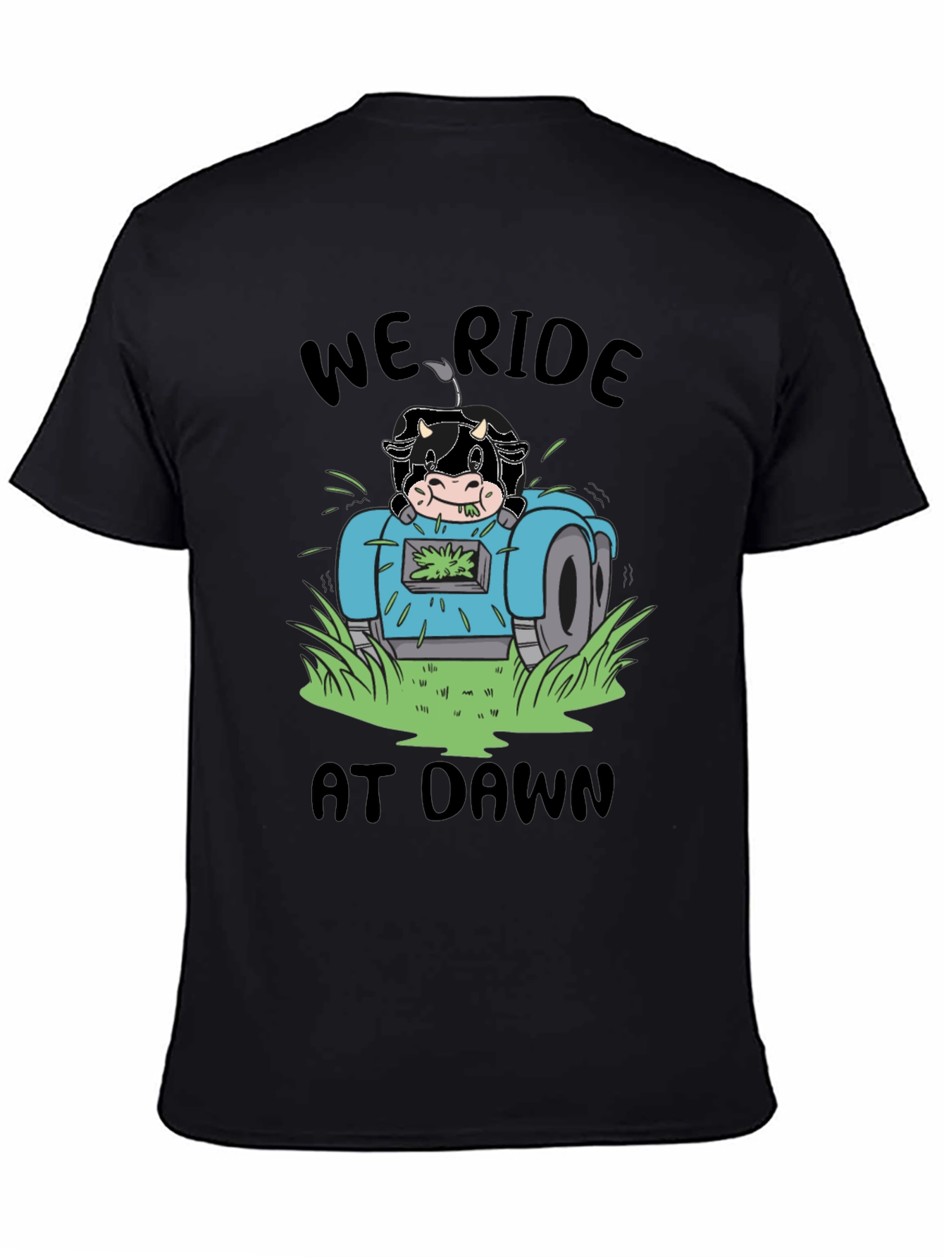 Cow Ride At Dawn Black T-Shirt
