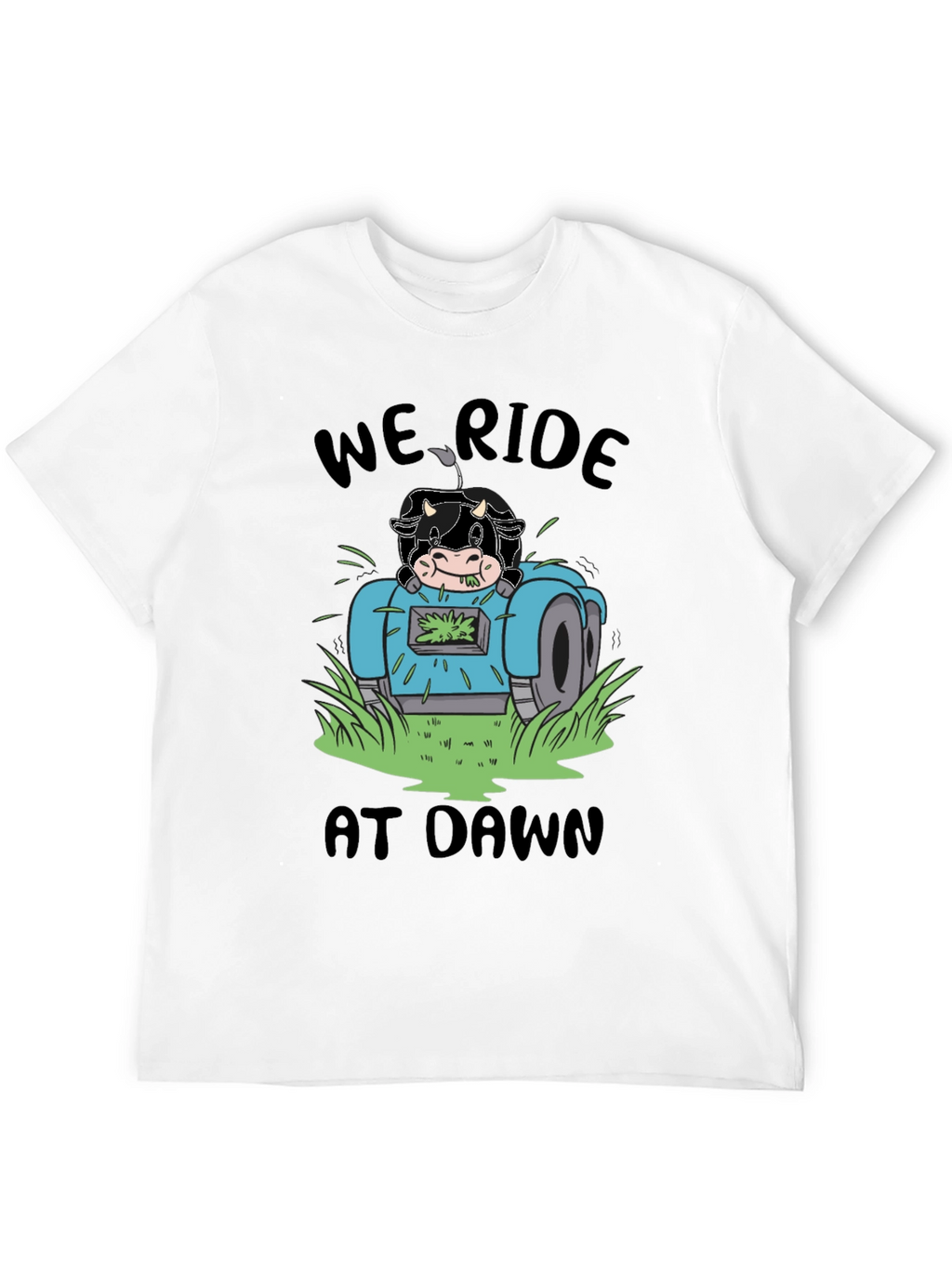 Cow Ride At Dawn Black T-Shirt