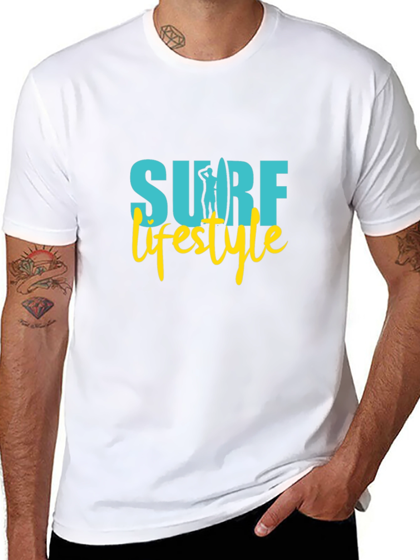 Surf Lifestyle Graphic Tee - Black Cotton Shirt