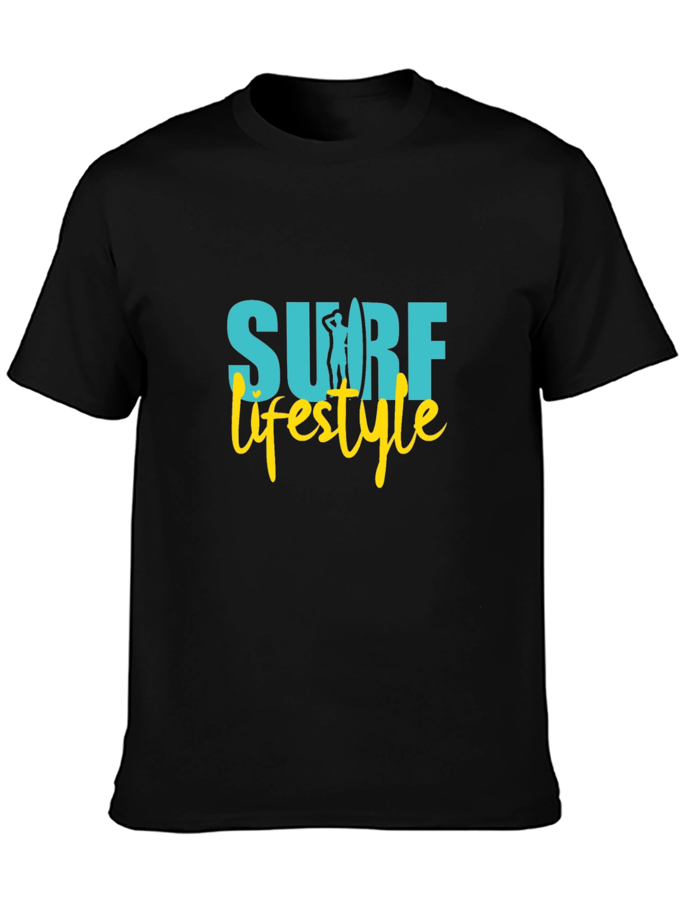 Surf Lifestyle Graphic Tee - Black Cotton Shirt