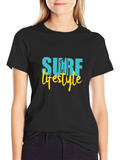 Surf Lifestyle Graphic Tee - Black Cotton Shirt