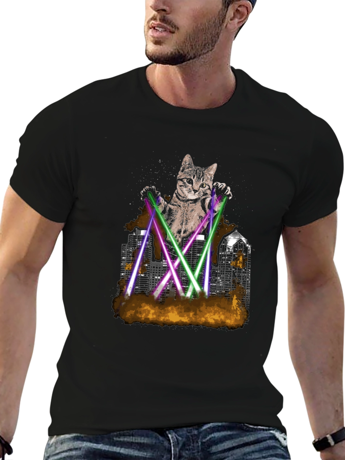 Laser Cat T-Shirt - Urban Cat Graphic Tee
