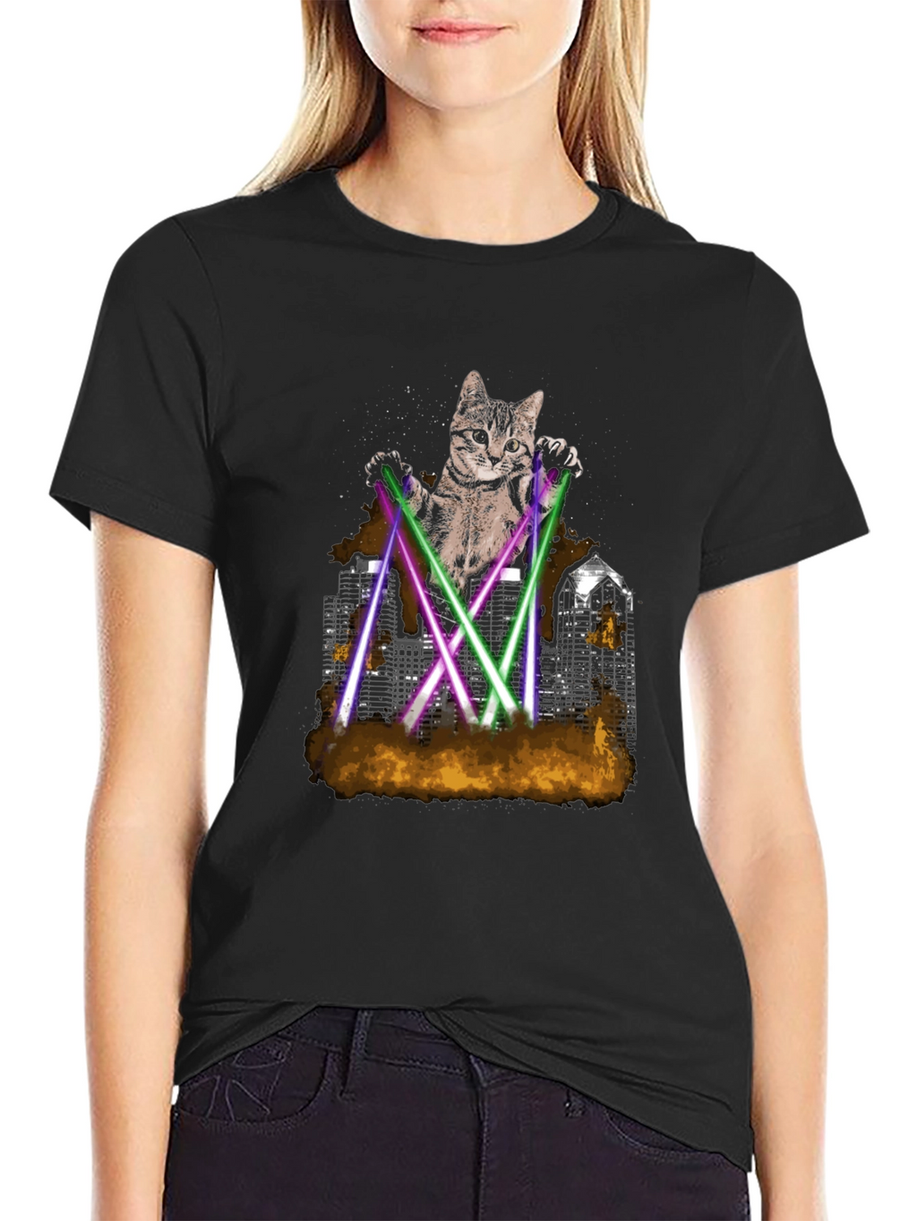 Laser Cat T-Shirt - Urban Cat Graphic Tee