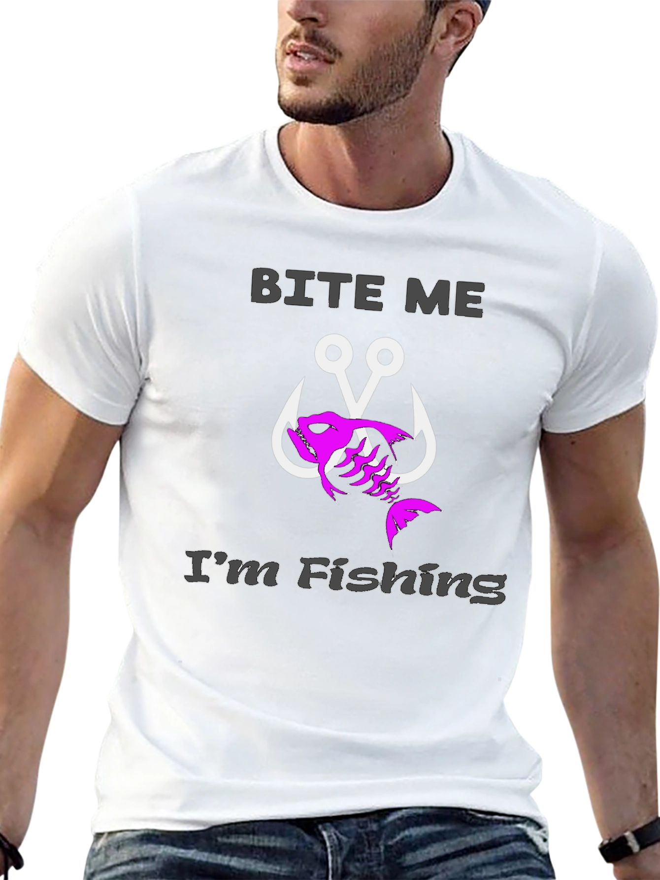 Bite Me Im Fishing Black T-Shirt