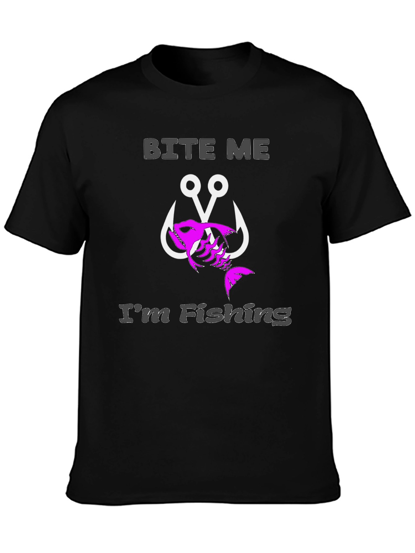 Bite Me Im Fishing Black T-Shirt