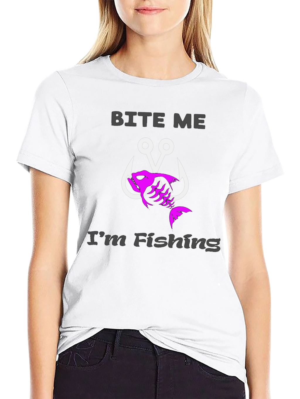 Bite Me Im Fishing Black T-Shirt