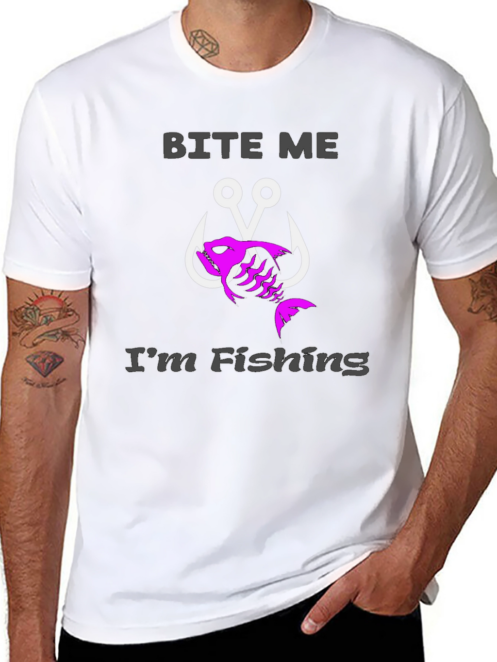 Bite Me Im Fishing Black T-Shirt
