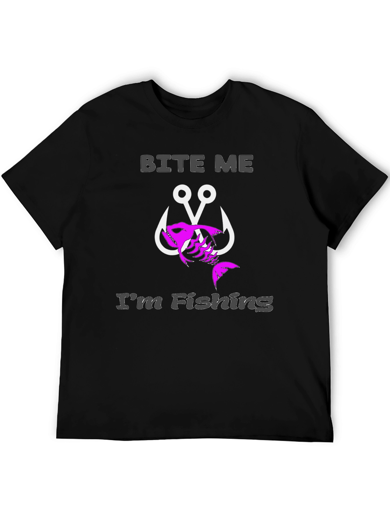 Bite Me Im Fishing Black T-Shirt