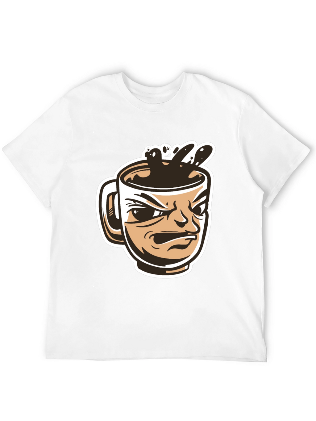 Angry Coffee Mug Graphic T-Shirt - Black