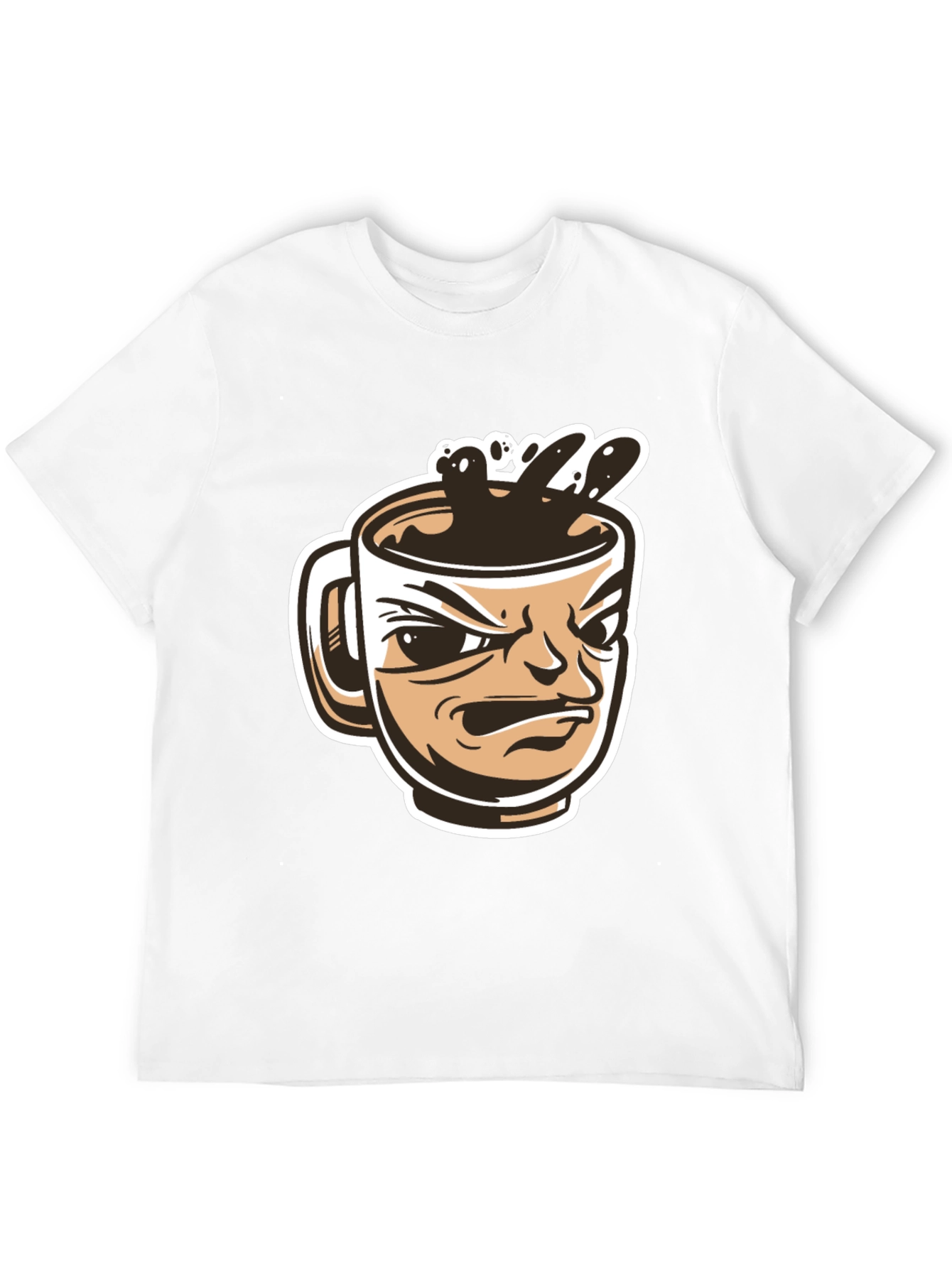 Angry Coffee Mug Graphic T-Shirt - Black