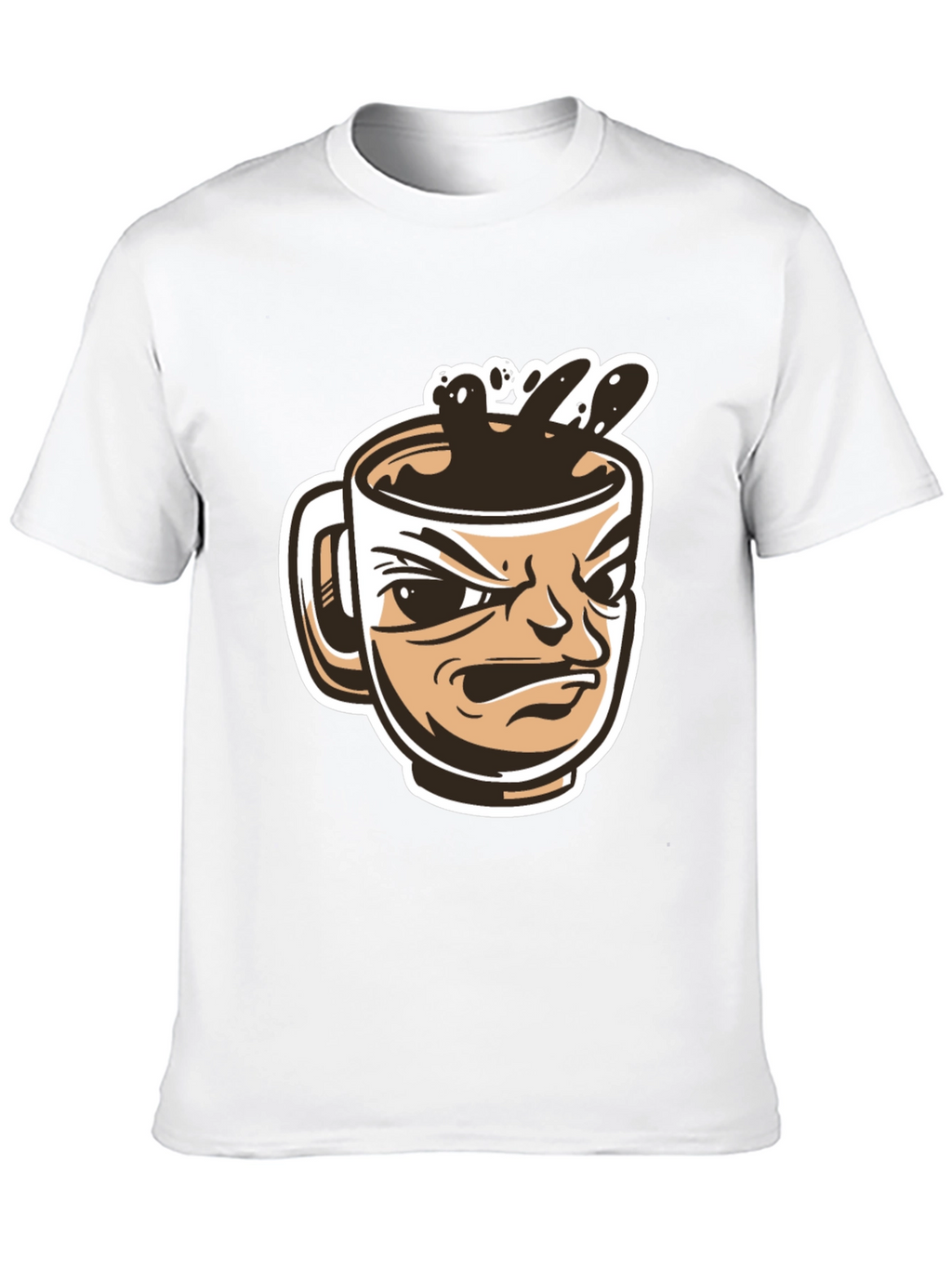 Angry Coffee Mug Graphic T-Shirt - Black