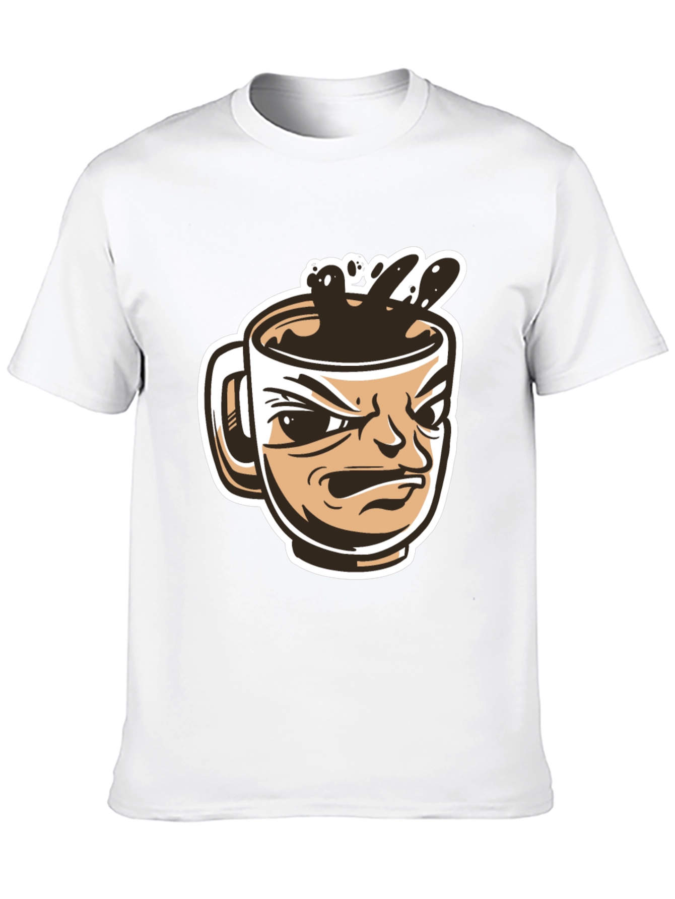 Angry Coffee Mug Graphic T-Shirt - Black